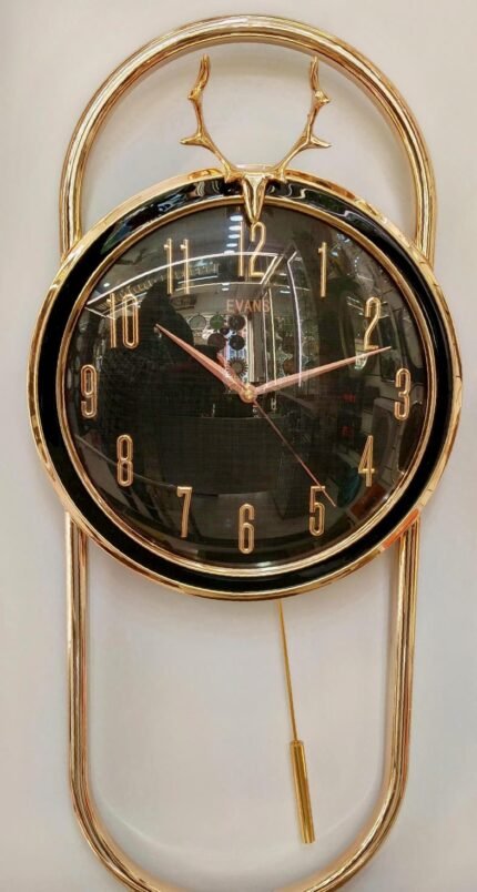 Evans Luxury Stag Head Black Dial Pendulum Clock