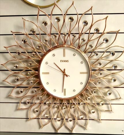 Evans Luxury Oval Clock with Intricate Gold Swirl Frame
