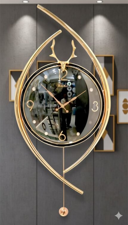 BAOLI DESIGNER WALL CLOCK Living Room: As a "statement piece" on the main wall. Office: To add a professional yet artistic touch to a cabin or reception area. Dining Area: To enhance the elegance of🤩