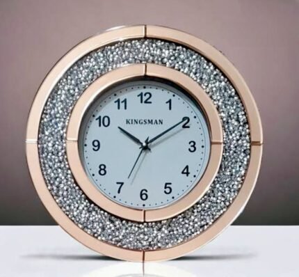 Kingsman Luxury Rose Gold Crushed Diamond Wall ClockElevate Your Space with Timeless Elegance