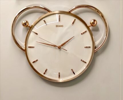 "Evans Rose Gold Mickey Mouse Style Decorative Wall Clock"Modern Minimalist Rose Gold Wall Clock with Ear Design"