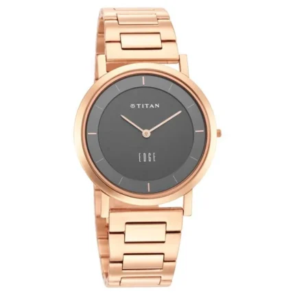 Titan Edge Anthracite Dial Rose Gold Analog Watch