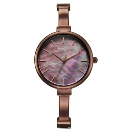 Titan Raga Women's Watch – Brown Mother of Pearl "Coffee" or "Brown" plating with a Mother of Pearl dial,