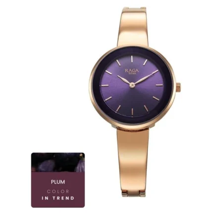 Titan Raga Viva Rose Gold Analog purple (plum) dial