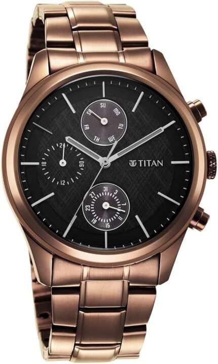 Titan Neo Multifunction Black Dial & Rose Gold Stainless Steel Watch