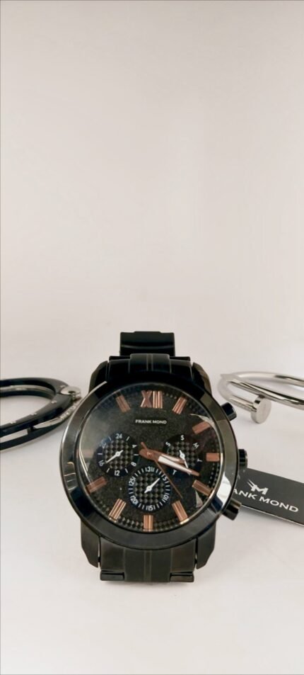 Frank Mond Men's Black & Rose Gold Analog Watch
