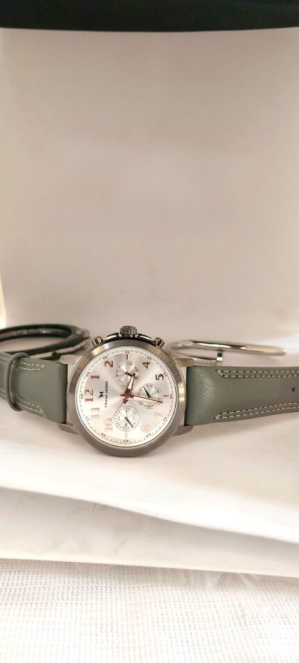 Frank Mond Men's Multi-Function Analog Watch (White Dial with Grey Strap)