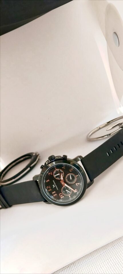 Frank Mono Men's Black & Rose Gold Analog Watch