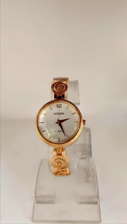 Citizen Ladies' Gold-Tone Quartz Bangle Watch with Spiral Accents