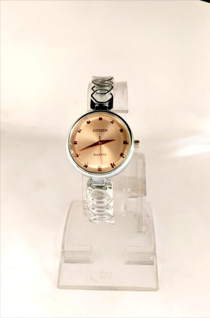 Citizen Ladies Quartz Watch – Silver Chain Link Strap with Rose Gold Dial