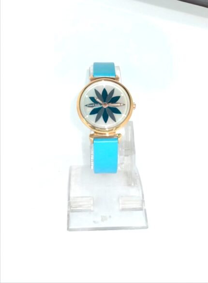 Franck Bella Women's Floral Dial Analog Watch - Turquoise Blue