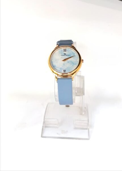 Frank Mono Women’s Gold-Toned Watch with Blue Marble Dial & Pastel Strap