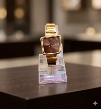 Brand: frank Mond Model Style: Women's Square Dial Gold-Plated Bracelet Watch