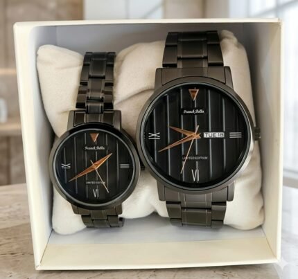 Franck Bella Limited Edition Couple Watch Set (Black & Rose Gold)