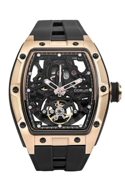 Qorum Rose Gold Skeleton Tourbillon Luxury Watch