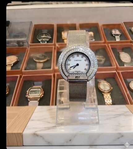 Cartier Diamond-Encrusted Mesh Strap Watch