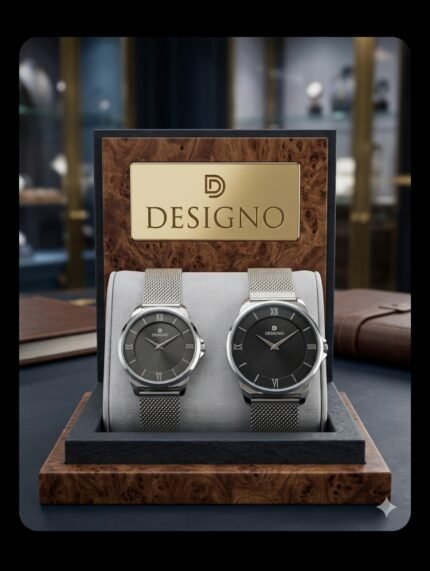 DESIGNO "Eternal Bond" Heritage Pair Collection (Or simply: DESIGNO Classic Mesh Minimalist Couple Set)